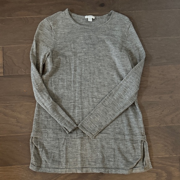 J. Jill Tops - J. Jill Charcoal Long Sleeve Lightweight Merino Wool Tunic Sweater Size Small P